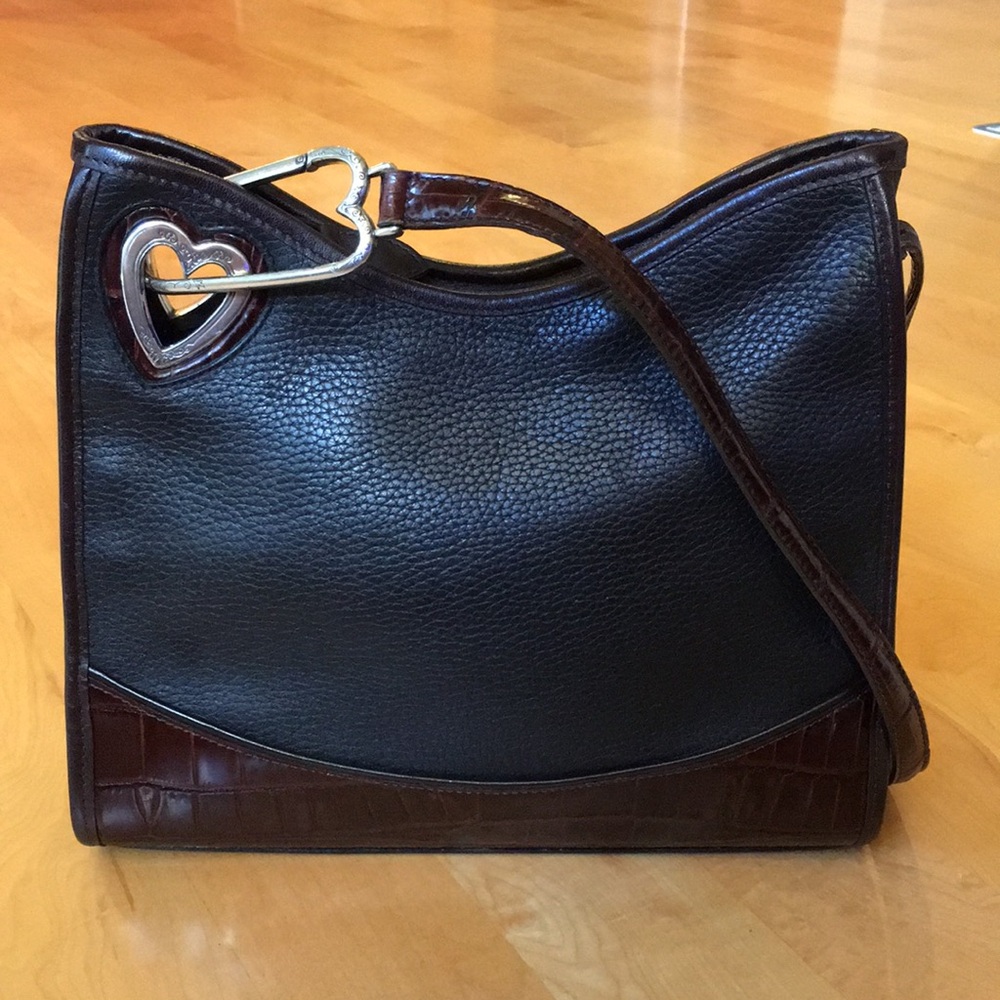 BRIGHTON | Vintage Leather Shoulder Bag Heart Cutout - Picture 1 of 16